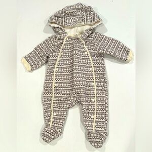 3 Months Nordstrom Cream and Brown Baby Coat/Suit